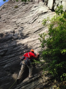 Ed preparing to lead climb Jim Dandy.